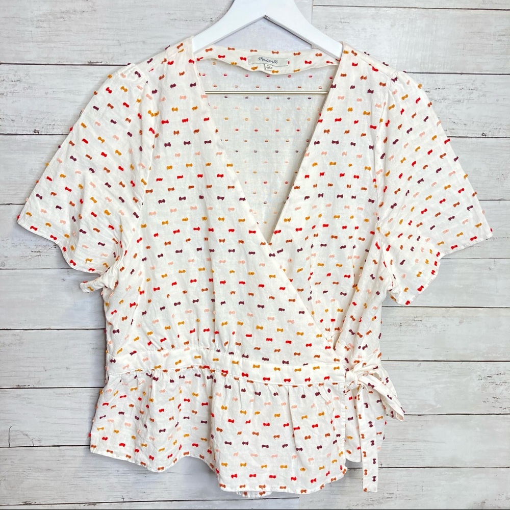 Madewell | Wrap Textured Cream Top size XL
